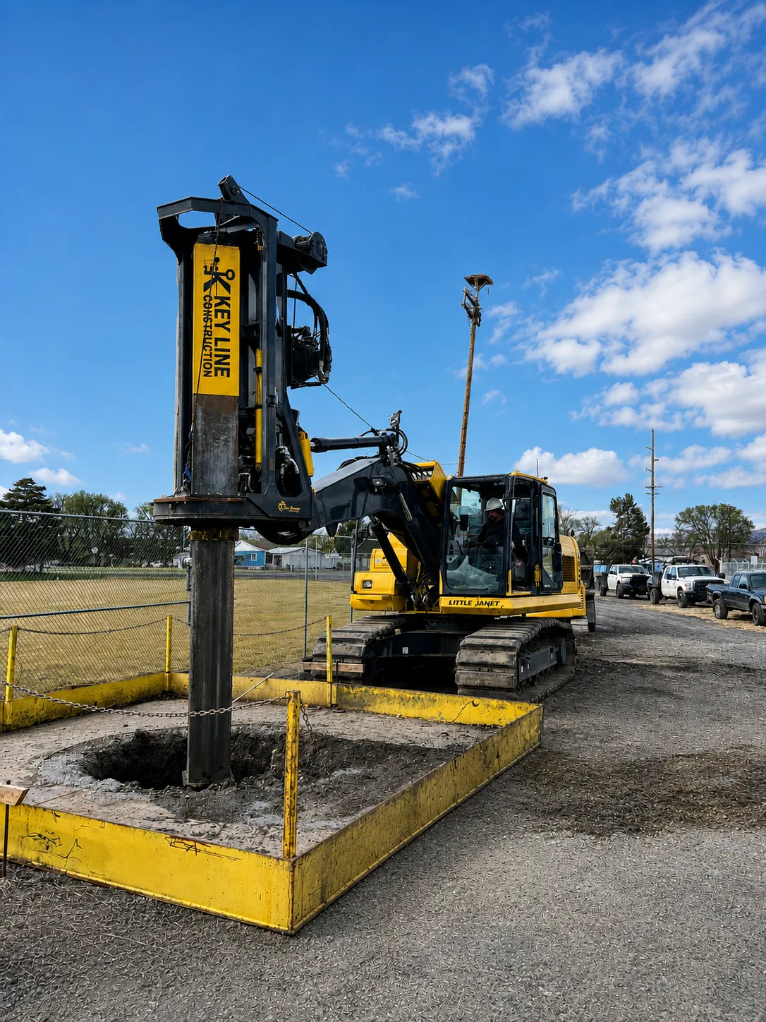 Key Line Construction drilling concrete piers for deep foundation work